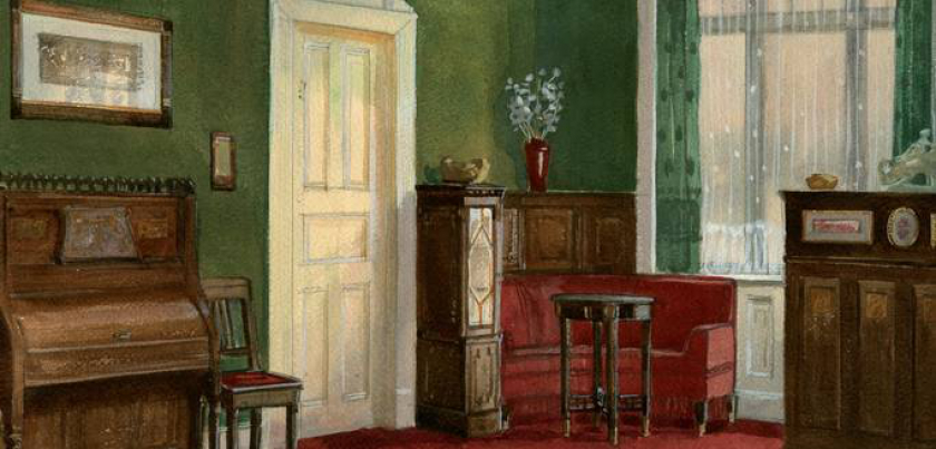 Atelier Gust. Dorén, Bemalung und Einrichtung für ein Wohnzimmer, 1904, Gouache