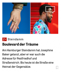 Fotostrecke und Artikel zum Steindamm im ZEIT-Magazin 11.11.21 No.46